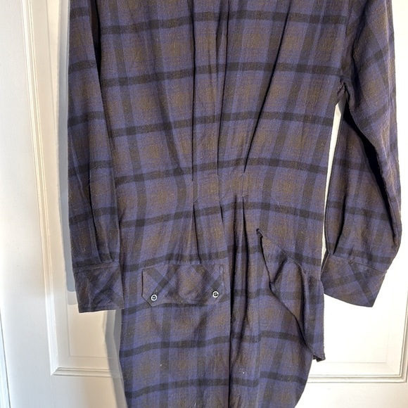 NWT Isabel Marant Etoile Eggplant Black Tan Muted Plaid adjustable Shirt Dress - Picture 5 of 16